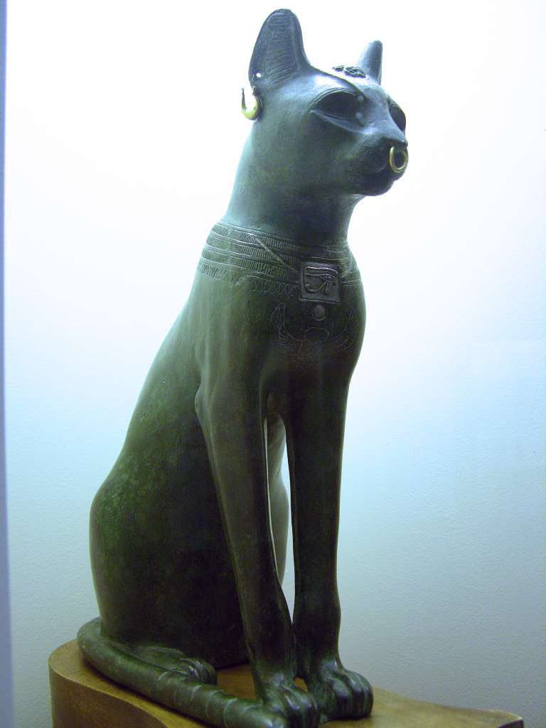British Museum Top 20 11-1 Gayer-Anderson Cat 11. Gayer-Anderson Cat � Saqqara Egypt, after 600BC, 42cm high. The cat is a sacred representation of the goddess Bastet. The cat has gold rings, a silvered collar round its neck and a silver protective wedjat eye amulet. This cat is known as the Gayer-Anderson cat after its donor to The British Museum.